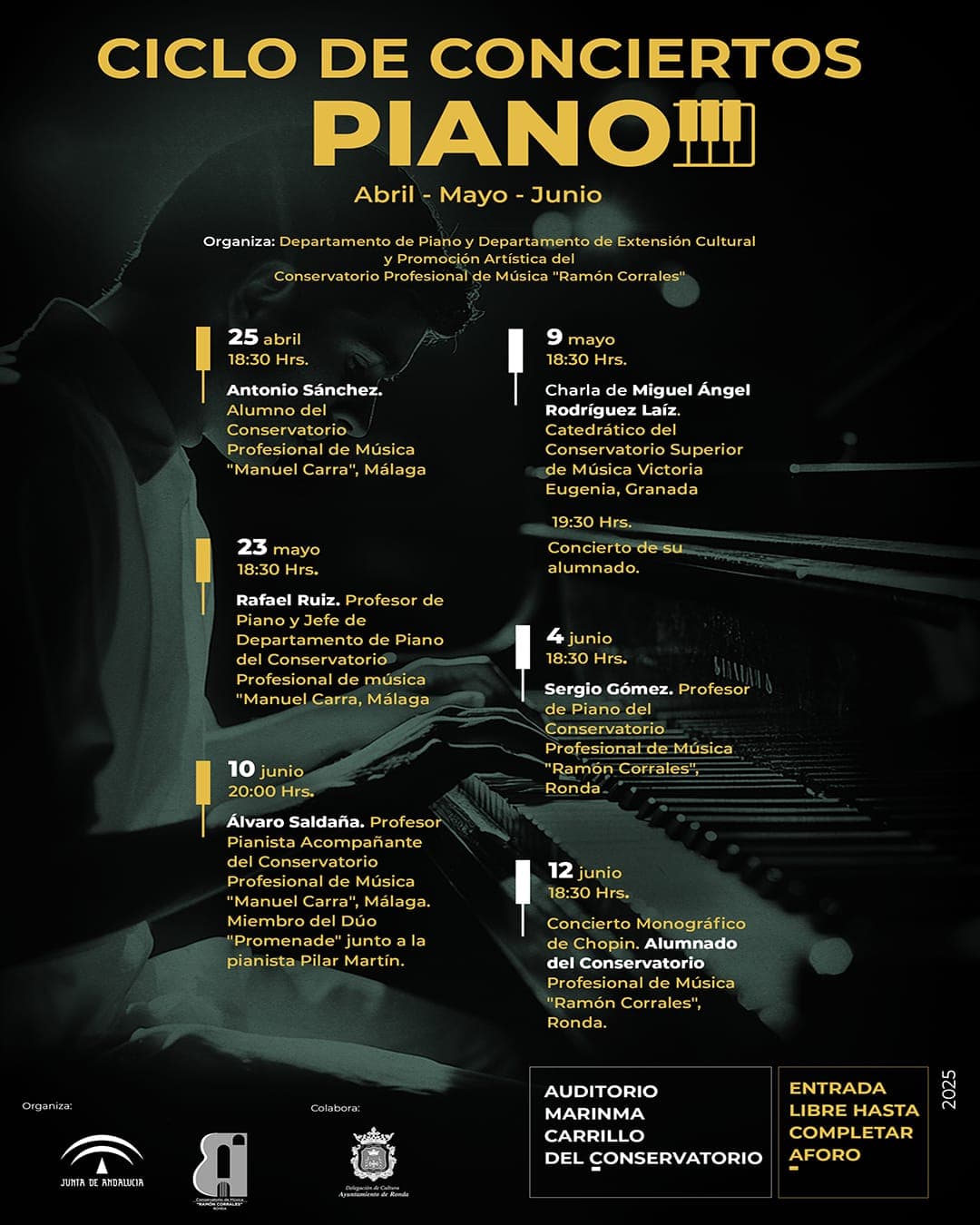 Cartel ciclo de conciertos de piano