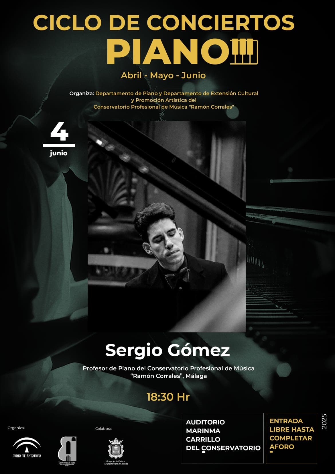 Cartel del concierto de piano de Sergio Gómez