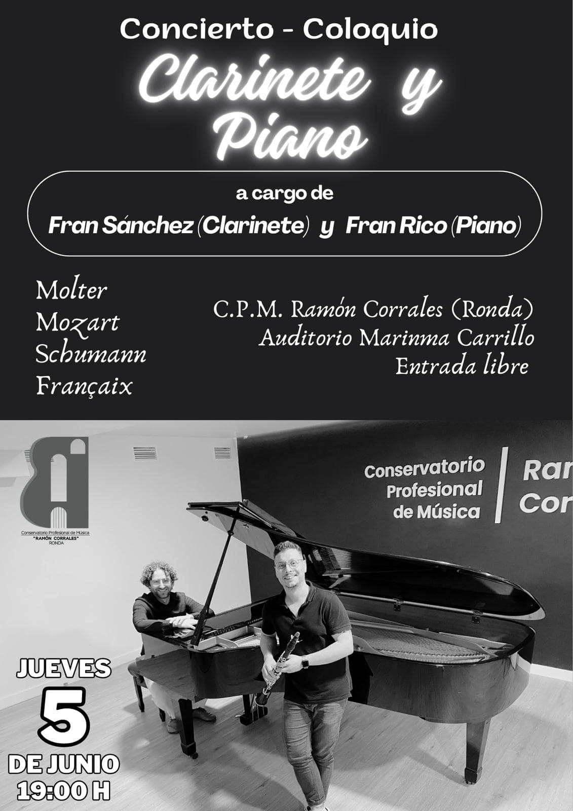 Cartel Concierto de Piano y Clarinete de Fran Sánchez y Fran Rico